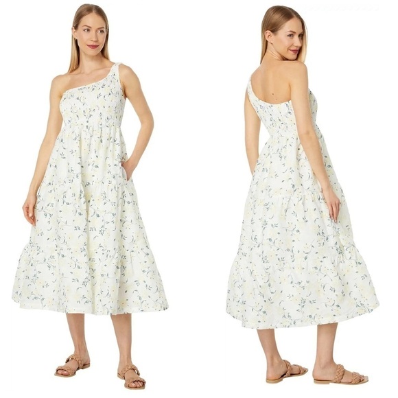 En Saison Lou Lou Midi Dress One Shoulder Ruffle Layered Skirt Floral Embroider - Picture 1 of 9